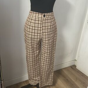 SHEIN Brown and Cream Plaid Fabric